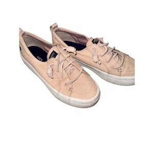 Sperry Crest Vibe Platform Sneakers Peach Pink Canvas Women Shoes